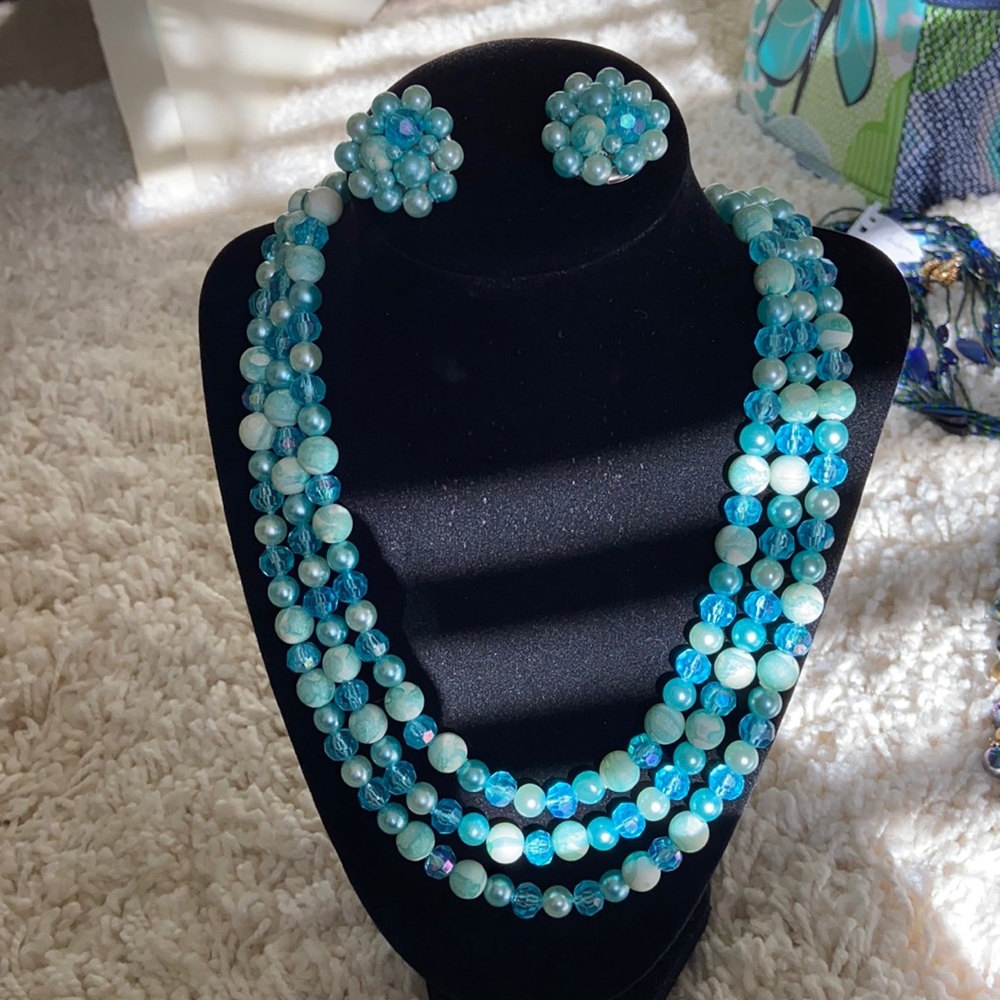 Vintage Made in Hong King Necklace and Earrings